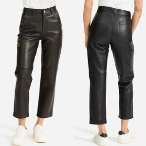 Everlane *FLAWED* The Leather Pant - Straight Leg High Rise - Black Size XS